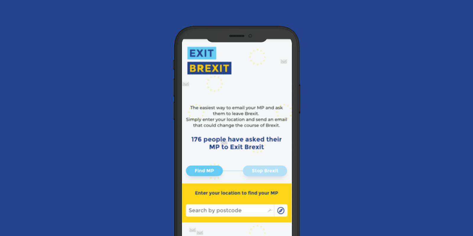 Launch day, 6 December 2018: postcode box, two steps, and a live count (176 at the time).