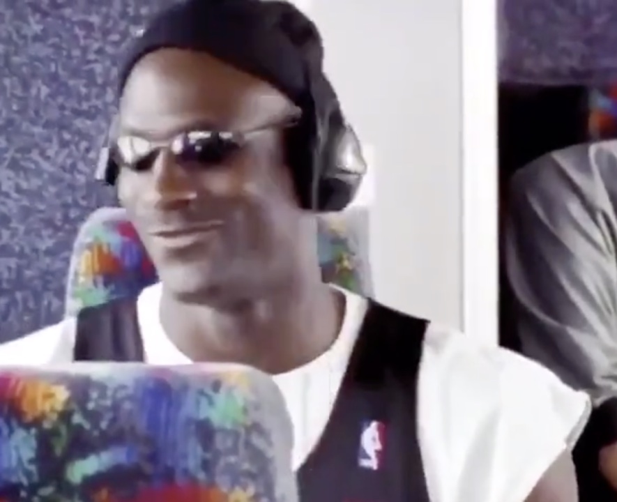 The cover of Grant's LinkedIn article, 22 May 2020: Jordan on the Bulls bus, headphones on, the clip the whole thing hangs off.